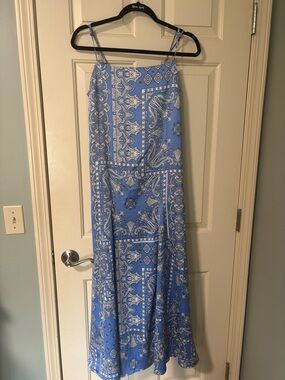 LOFT Blue and White Paisley Maxi Slip Dress